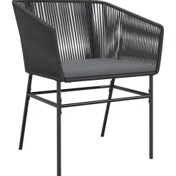 Tuinsets-vidaXL - 5-zits Tuinset grijs kussens - Zwart PE rattan en staal - 160x80 cm