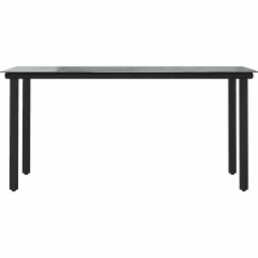 Tuinsets-vidaXL - 5-zits Tuinset grijs kussens - Zwart PE rattan en staal - 160x80 cm