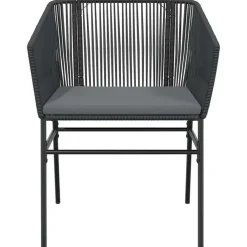 Tuinsets-vidaXL - 5-zits Tuinset grijs kussens - Zwart PE rattan en staal - 160x80 cm
