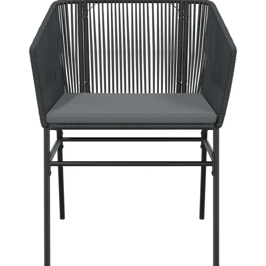 Tuinsets-vidaXL - 5-zits Tuinset grijs kussens - Zwart PE rattan en staal - 160x80 cm