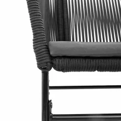 Tuinsets-vidaXL - 5-zits Tuinset grijs kussens - Zwart PE rattan en staal - 160x80 cm