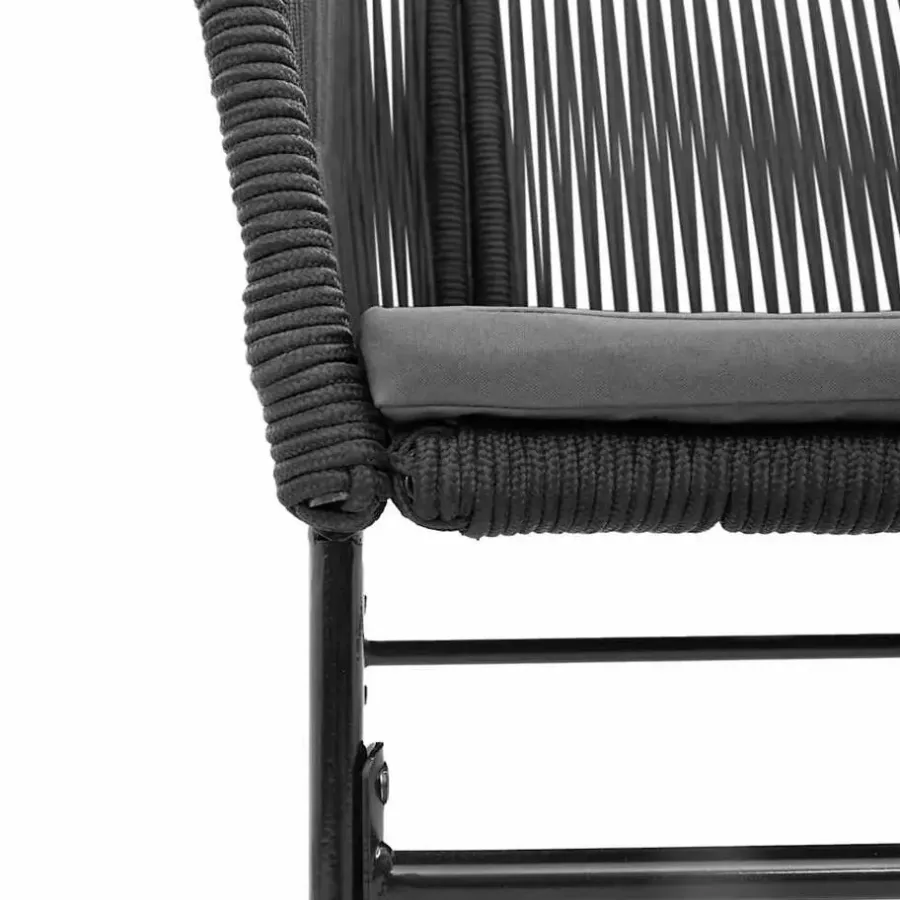 Tuinsets-vidaXL - 5-zits Tuinset grijs kussens - Zwart PE rattan en staal - 160x80 cm