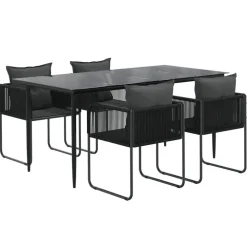 vidaXL - 4-zits Tuinset met kussens - Zwart PE rattan en staal - 160x80 cm