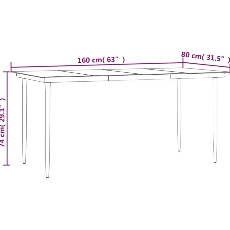 vidaXL - 4-zits Tuinset met kussens - Zwart PE rattan en staal - 160x80 cm