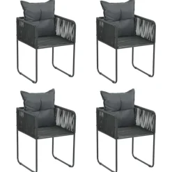 vidaXL - 4-zits Tuinset met kussens - Zwart PE rattan en staal - 160x80 cm