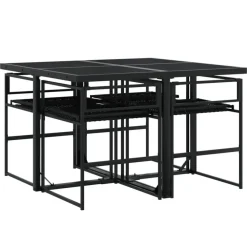 vidaXL - 4-zits Tuinset wit kussens - Inklapbaar - Zwart PE rattan - 110x107 cm