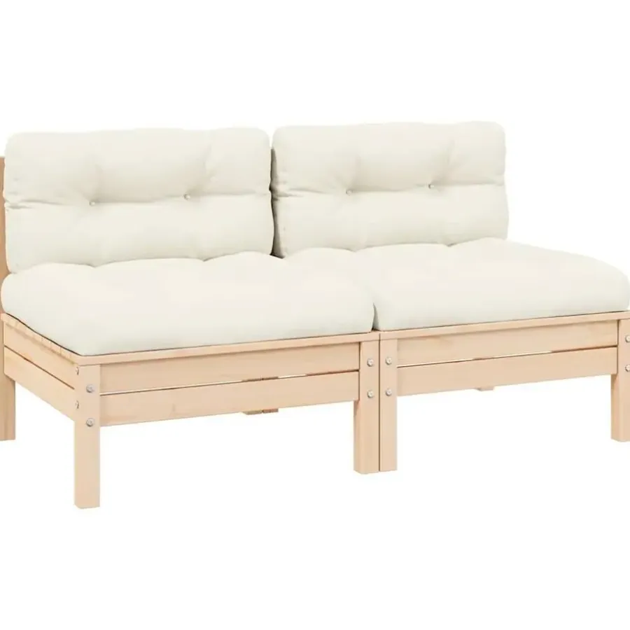 Palletbanken|Tuinbanken-vidaXL - 2-zitsbank - Crème - Grenenhout