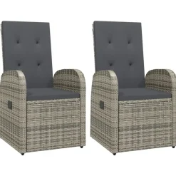 vidaXL - Zitstoel - Grijs - Poly rattan - 2 stuks