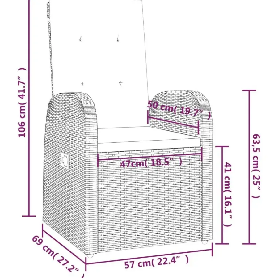 vidaXL - Zitstoel - Grijs - Poly rattan - 2 stuks