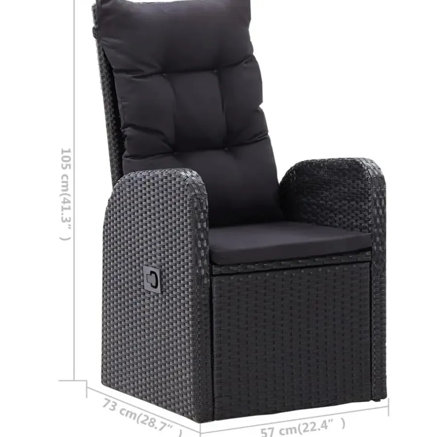Tuinstoelen-vidaXL - Zitstoel - Zwart - Poly rattan - 2 stuks
