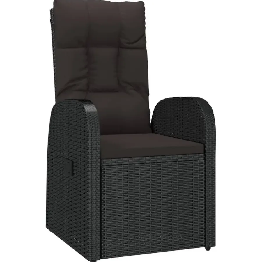 Tuinstoelen-vidaXL - Zitstoel - Zwart - Poly rattan - 2 stuks