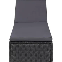 Ligbedden-vidaXL - Zonnebed - Zwart - Poly rattan