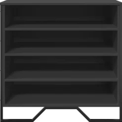 Schoenenkasten-vidaXL - Zwart Schoenenkast met 4 vakken - Bewerkt hout en metaal - 80x38x78 cm