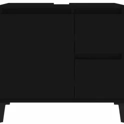vidaXL - Zwart Wastafelonderkast - 1 deur 2 lades - Hout en metaal - 65x33x60 cm