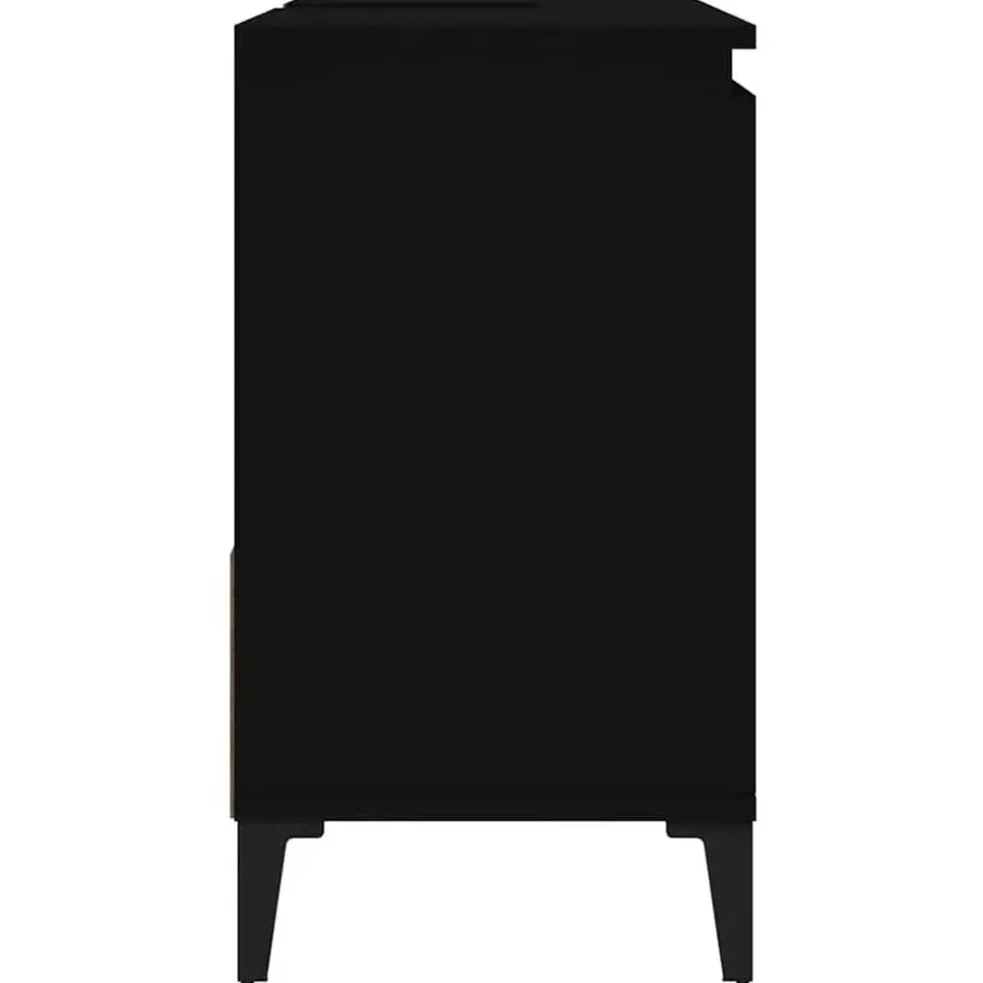 vidaXL - Zwart Wastafelonderkast - 1 deur 2 lades - Hout en metaal - 65x33x60 cm