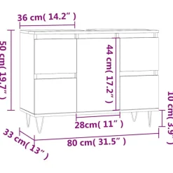 vidaXL - Zwart Wastafelonderkast - 1 deur 4 lades - Bewerkt hout - 80x33x60 cm