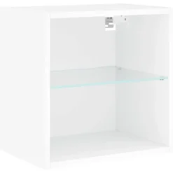 Tv Meubels-vidaXL - Zwevend LED TV-meubel glas legplank - Wit - 40x28.5x40 cm