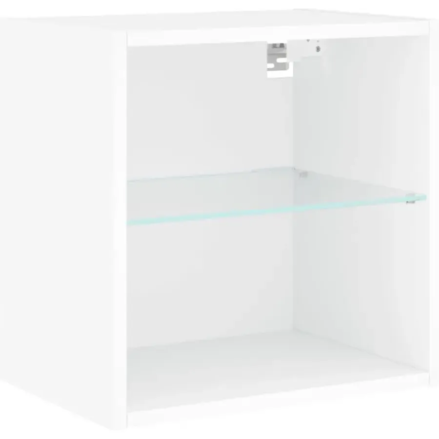 Tv Meubels-vidaXL - Zwevend LED TV-meubel glas legplank - Wit - 40x28.5x40 cm