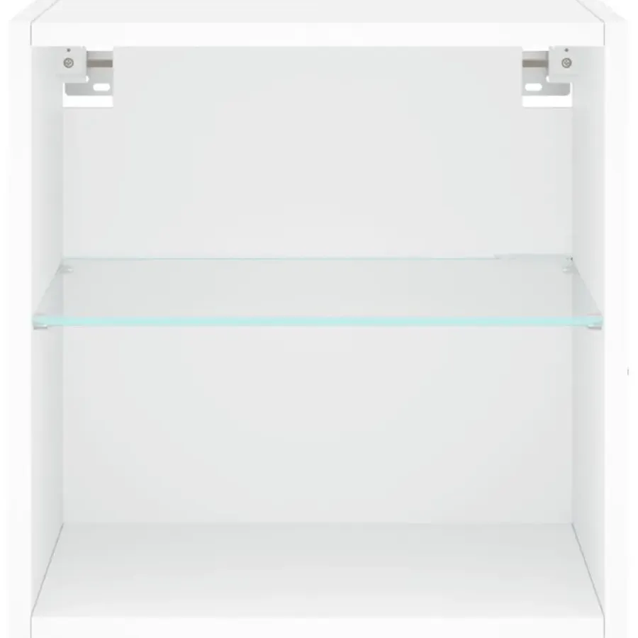 Tv Meubels-vidaXL - Zwevend LED TV-meubel glas legplank - Wit - 40x28.5x40 cm