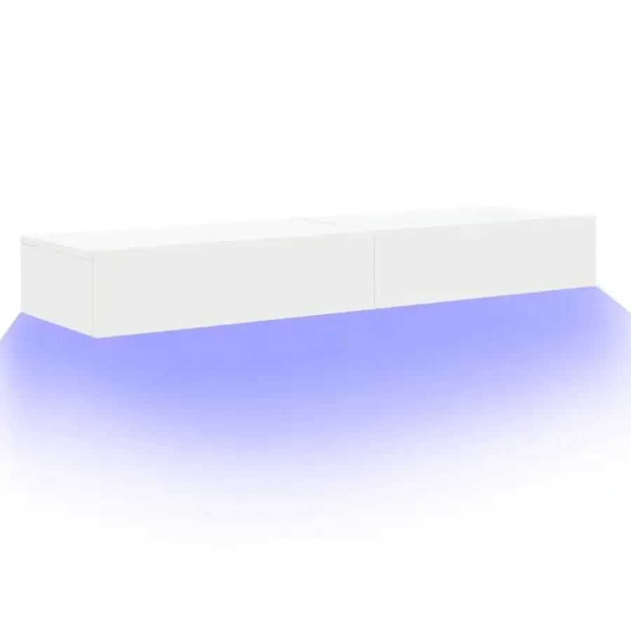 Tv Meubels-vidaXL - Zwevend LED TV-meubel met lade - Wit - Hout - 60x35x15.5 cm - 2 stuks