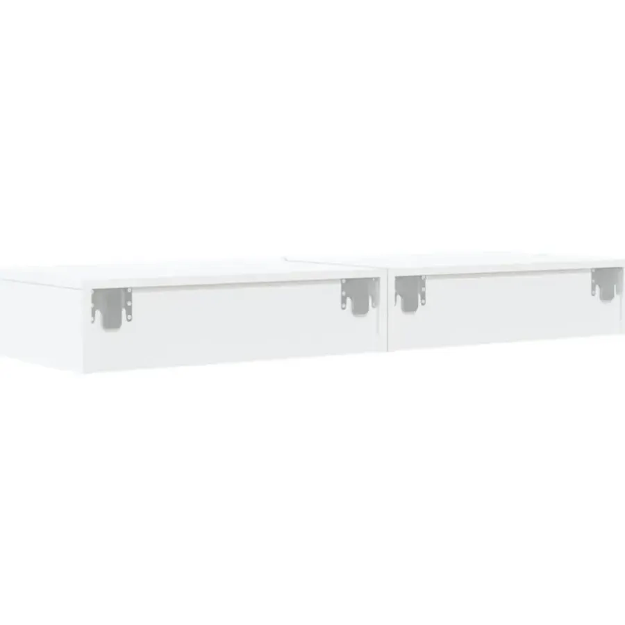 Tv Meubels-vidaXL - Zwevend LED TV-meubel met lade - Wit - Hout - 60x35x15.5 cm - 2 stuks