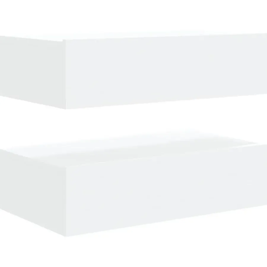 Tv Meubels-vidaXL - Zwevend LED TV-meubel met lade - Wit - Hout - 60x35x15.5 cm - 2 stuks