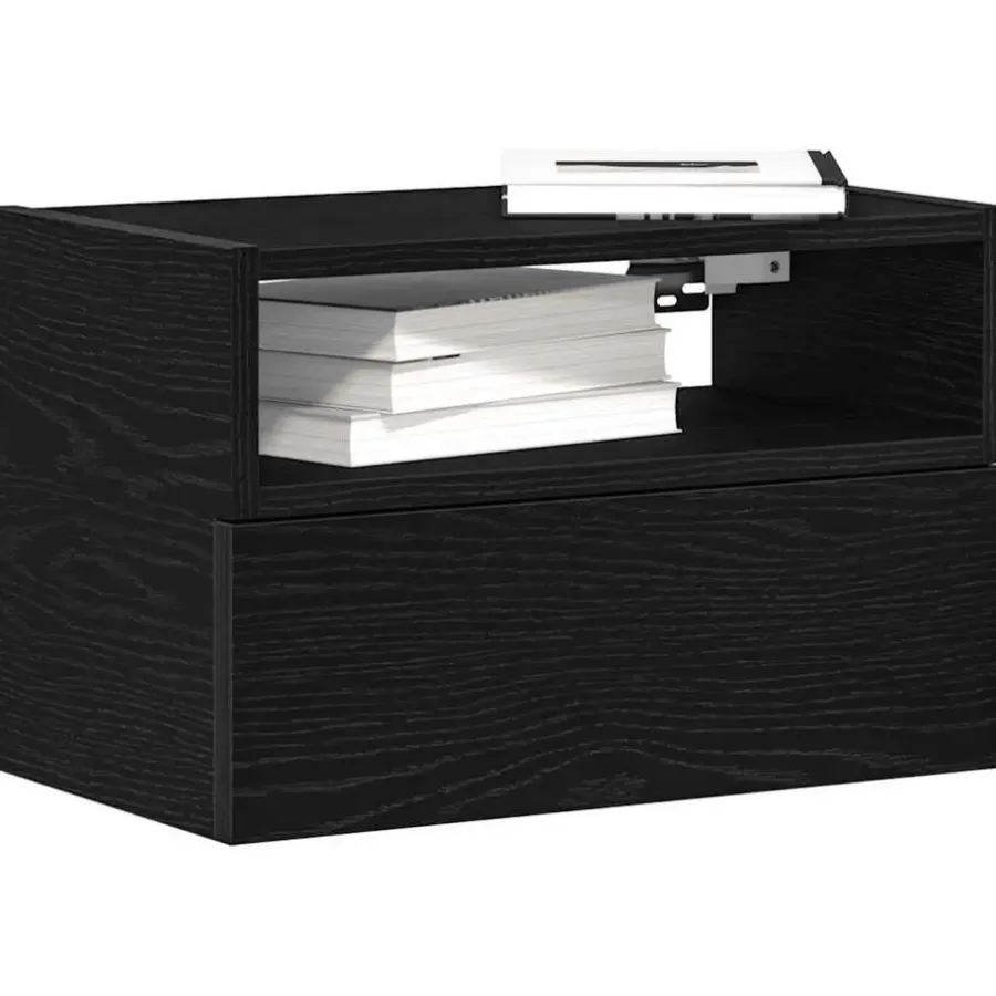 vidaXL - Zwevend Nachtkastjes met lade - Zwart - 45x26x28.5 cm - Set van 2