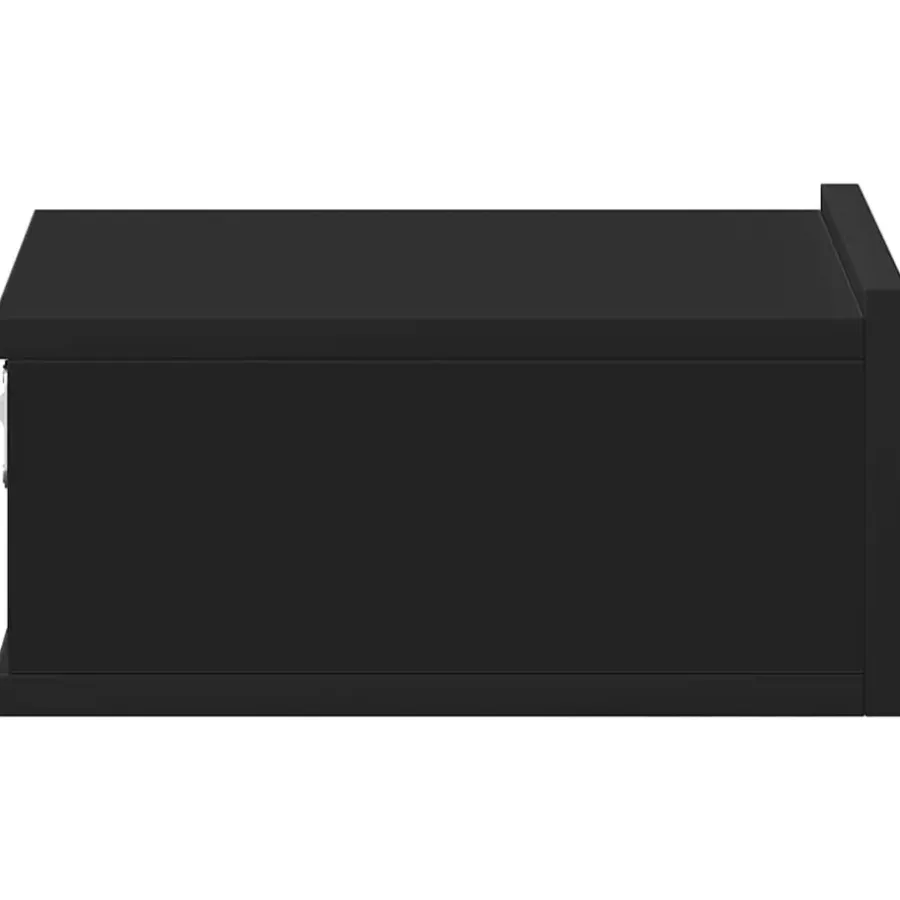 Nachtkastjes|Nachtkastjes-vidaXL - Zwevend Nachtkastje - Zwart - Bewerkt hout - 2 stuks