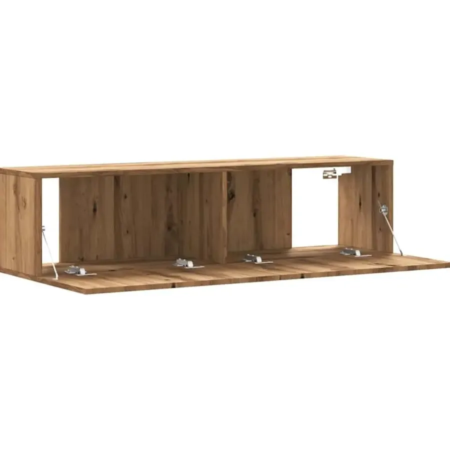 Tv Meubels-vidaXL - Zwevend TV-meubel met 2 deuren - Artisan eiken - Hout - 120x30x30 cm