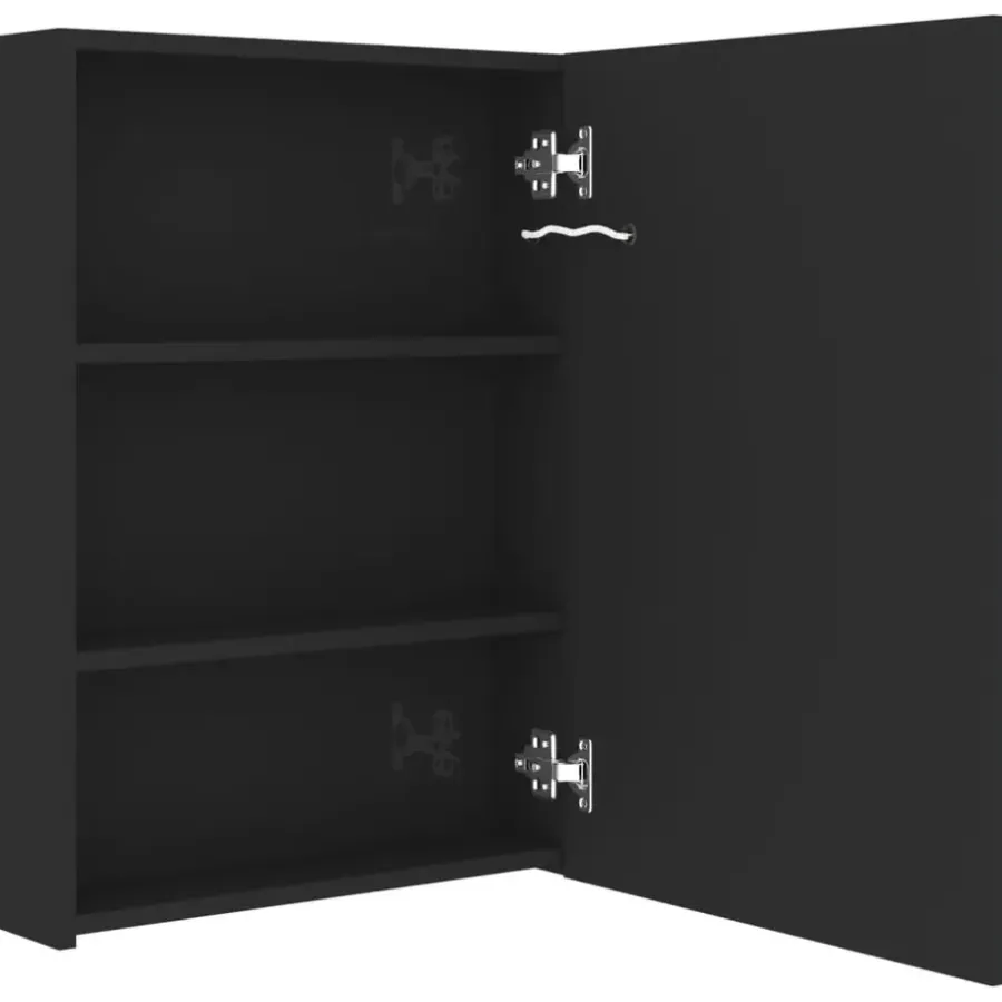 vidaXL Badkamerkast met spiegel LED 50x13x70 cm glanzend zwart