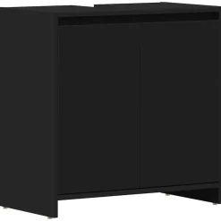 Wastafelkasten-vidaXL Badkamerkast 60x33x61 cm spaanplaat zwart