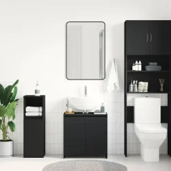Wastafelkasten-vidaXL Badkamerkast 60x33x61 cm spaanplaat zwart