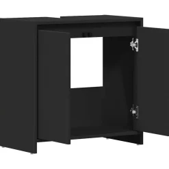 Wastafelkasten-vidaXL Badkamerkast 60x33x61 cm spaanplaat zwart