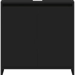 Wastafelkasten-vidaXL Badkamerkast 60x33x61 cm spaanplaat zwart