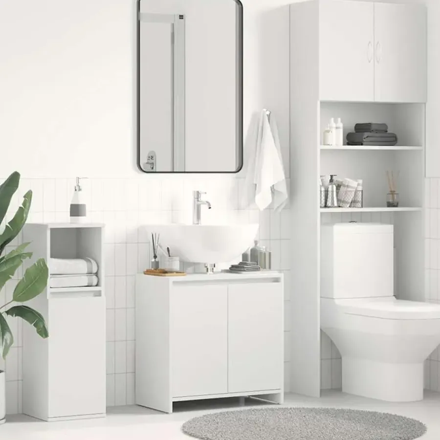 Wastafelkasten-vidaXL Badkamerkast 60x33x61 cm spaanplaat wit