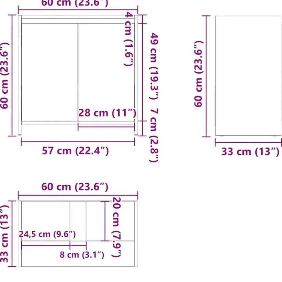 Wastafelkasten-vidaXL Badkamerkast 60x33x61 cm spaanplaat wit