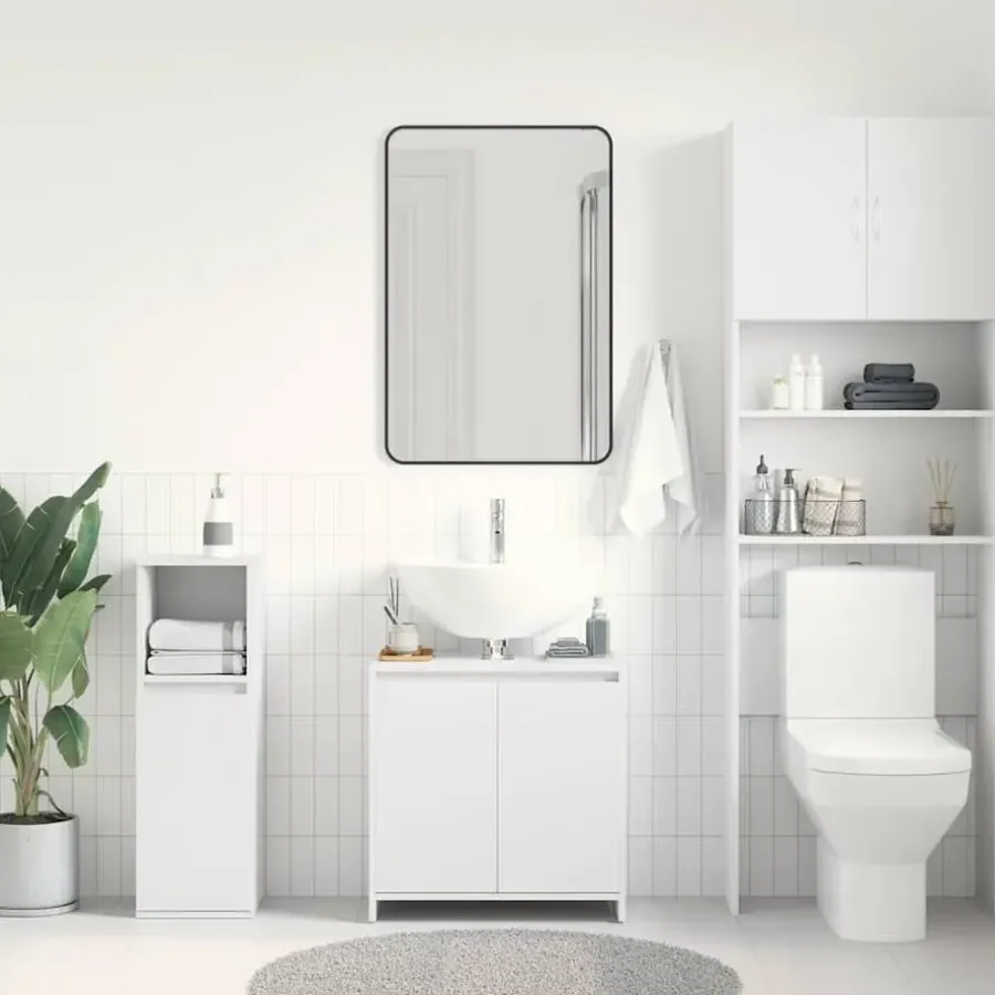 Wastafelkasten-vidaXL Badkamerkast 60x33x61 cm spaanplaat wit