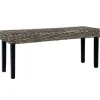 Bankjes-vidaXL Bankje 110 cm natuurlijk kubu rattan en massief mangohout zwart
