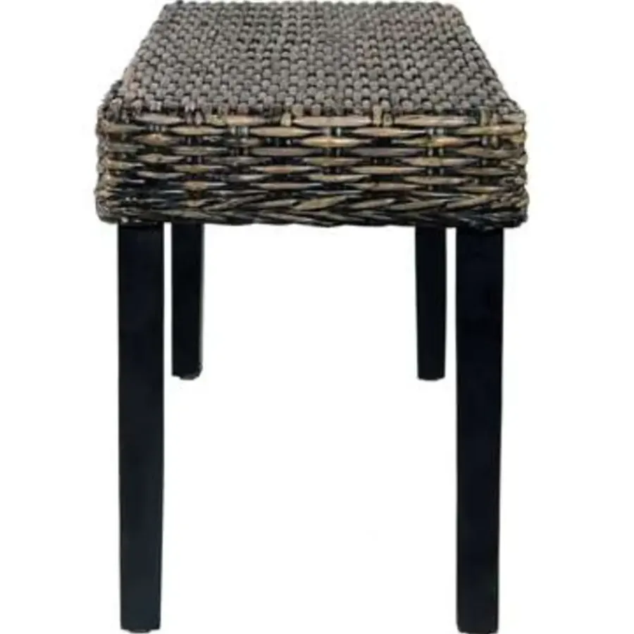 Bankjes-vidaXL Bankje 110 cm natuurlijk kubu rattan en massief mangohout zwart