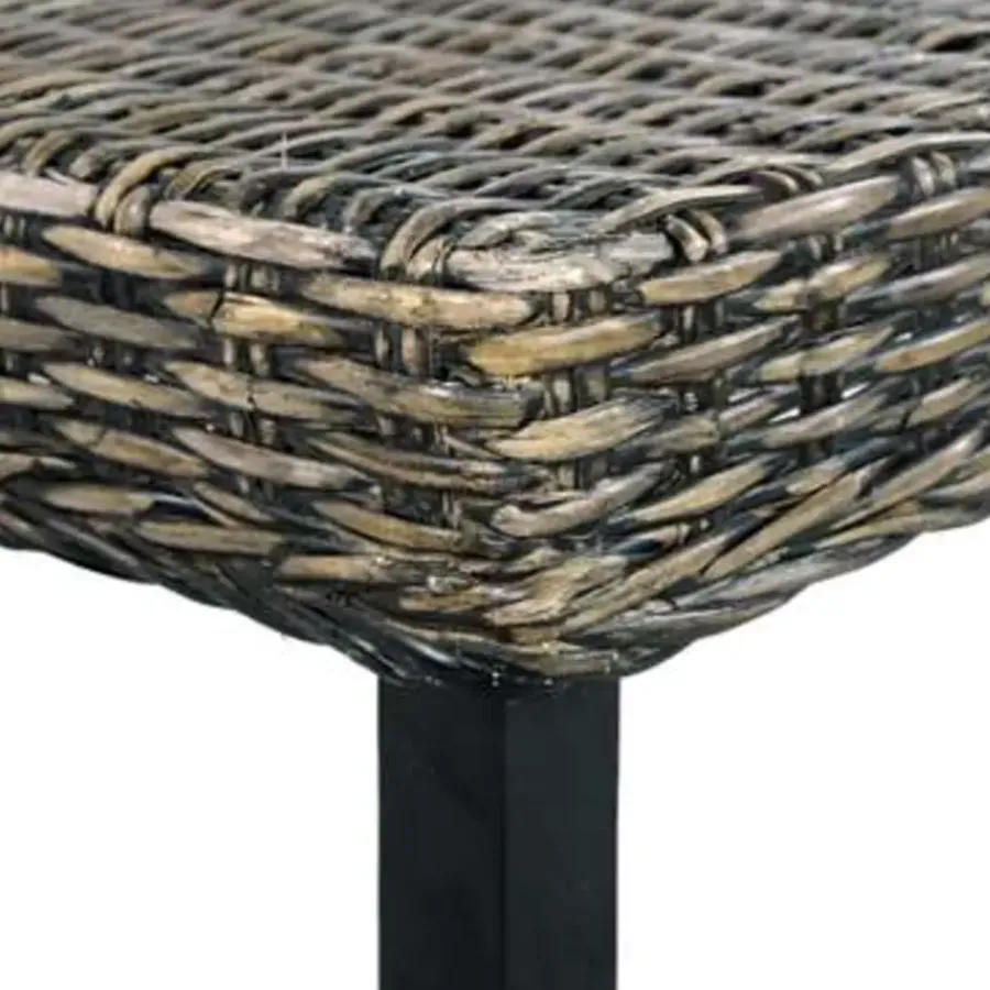 Bankjes-vidaXL Bankje 110 cm natuurlijk kubu rattan en massief mangohout zwart