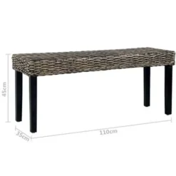 Bankjes-vidaXL Bankje 110 cm natuurlijk kubu rattan en massief mangohout zwart