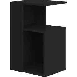 Bijzettafels-vidaXL Bijzettafel - Modern - Zwart - Bewerkt hout - 36x30x56 cm