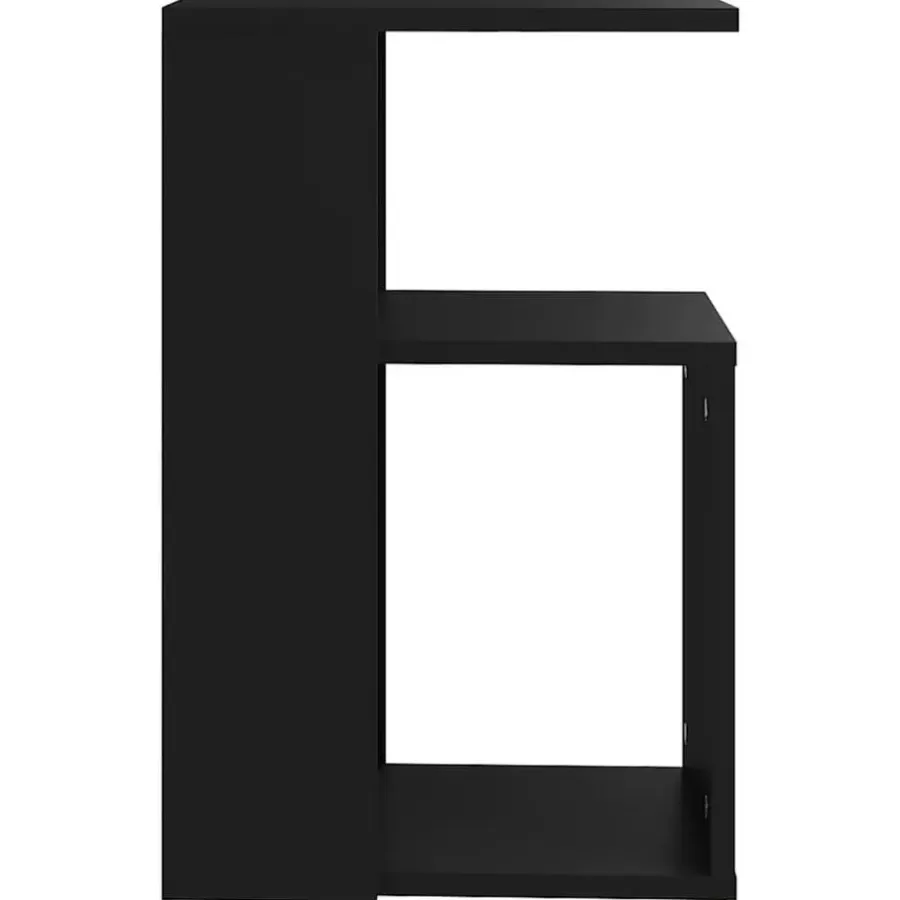 Bijzettafels-vidaXL Bijzettafel - Modern - Zwart - Bewerkt hout - 36x30x56 cm