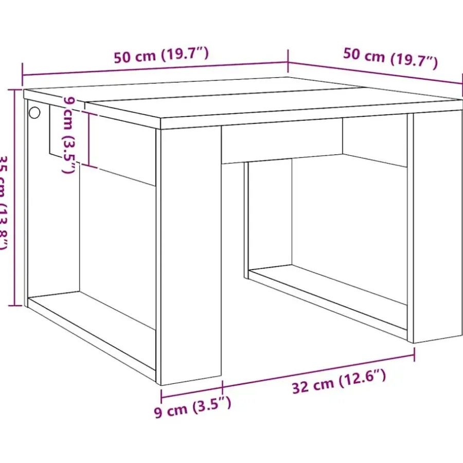 Bijzettafels-vidaXL Bijzettafel - Salontafel - U-porten - Artisanaal eiken - 50x50x35 cm