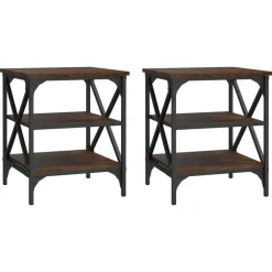 Bijzettafels-vidaXL Bijzettafels - Industrieel - Bruin eiken - Hout - 40x42x50 cm - Set van 2