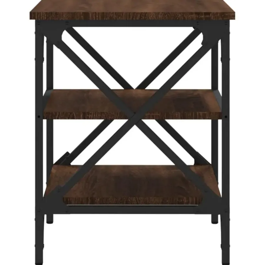 Bijzettafels-vidaXL Bijzettafels - Industrieel - Bruin eiken - Hout - 40x42x50 cm - Set van 2