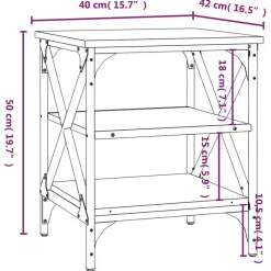 Bijzettafels-vidaXL Bijzettafels - Industrieel - Bruin eiken - Hout - 40x42x50 cm - Set van 2