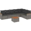 vidaXL 8-delige Loungeset kussens - hout armsteun & salontafel - Grijs