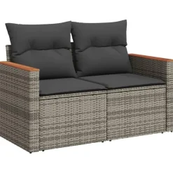 vidaXL 8-delige Loungeset kussens - hout armsteun & salontafel - Grijs