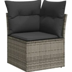 vidaXL 8-delige Loungeset kussens - hout armsteun & salontafel - Grijs